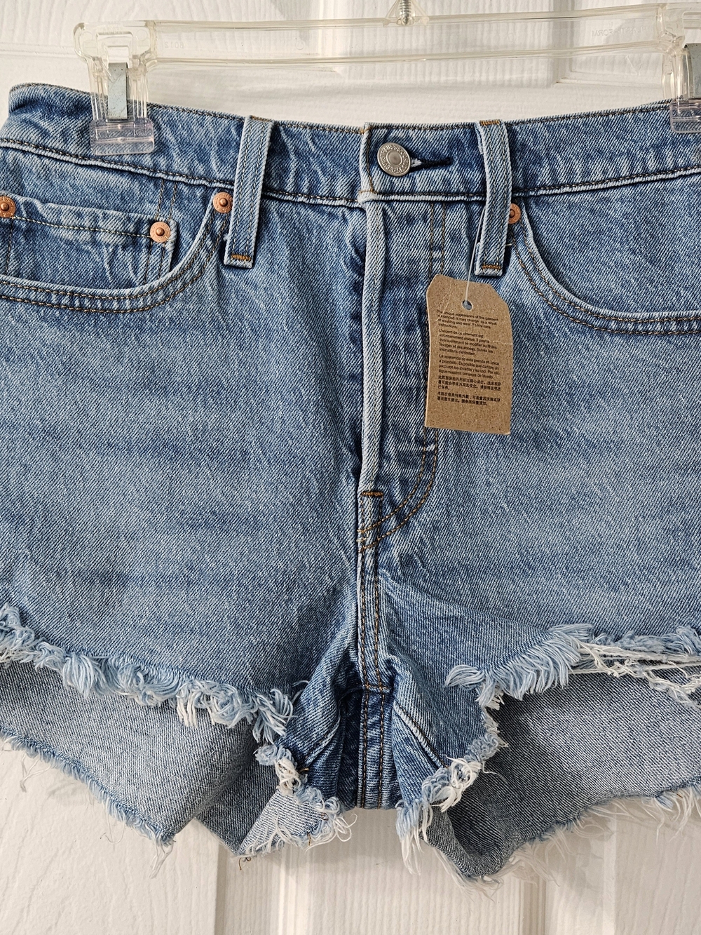 Levi's Light Blue Distressed Denim Cutoff Shorts Size 26